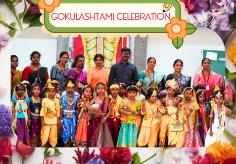 Our kindergarten and primary school campus blossomed with colors, smiles, and divine grace as our little ones from KG to Class 2 celebrated Gokulashtami!