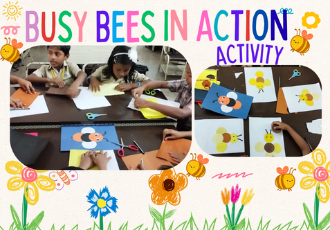 Creativity was buzzing in our Class 1 & 2 classrooms! Using vibrant yellow, brown, and black color sheets, our enthusiastic young artists crafted their very own honey bees. It was a delight to see their eagerness and bright smiles as they completed their crafts so effortlessly.